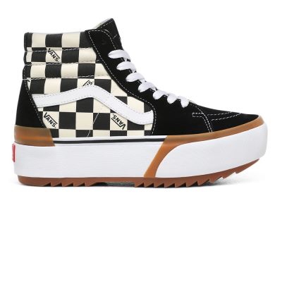 Vans Checkerboard Sk8-Hi Stacked - Kadın Bilekli Ayakkabı (Renkli)
